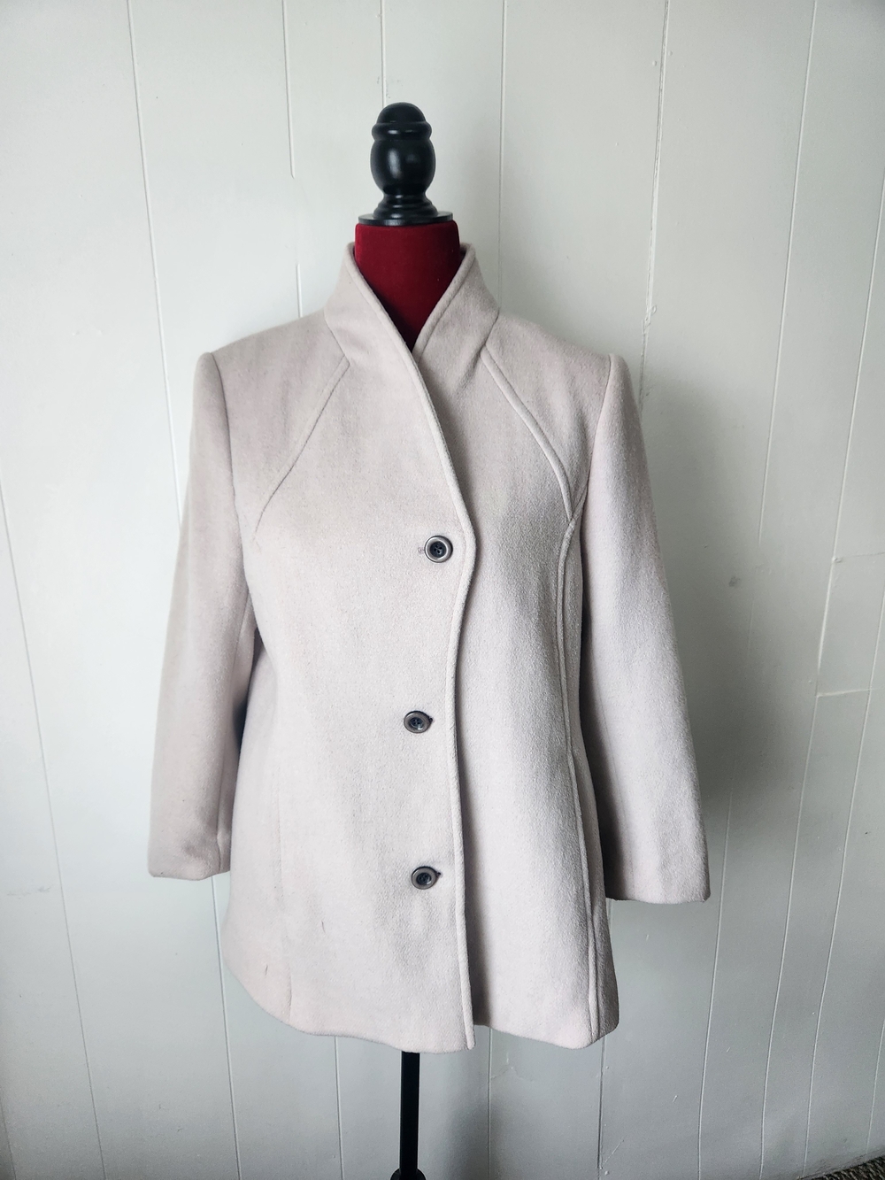 The Limited Light Cream Wool-Blend Pea Coat Size Large